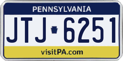 PA license plate JTJ6251