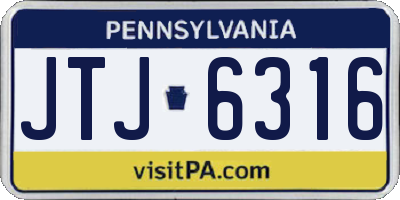 PA license plate JTJ6316