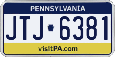 PA license plate JTJ6381