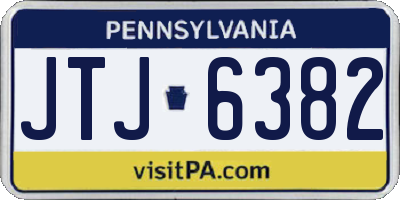 PA license plate JTJ6382