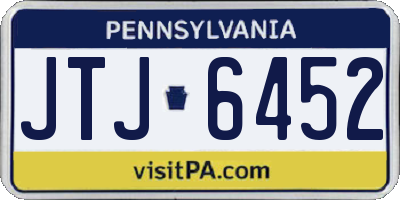 PA license plate JTJ6452