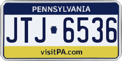 PA license plate JTJ6536