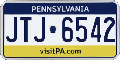 PA license plate JTJ6542