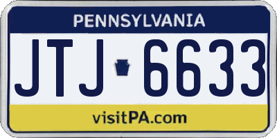 PA license plate JTJ6633