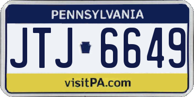 PA license plate JTJ6649