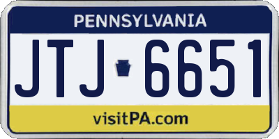 PA license plate JTJ6651