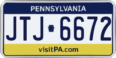PA license plate JTJ6672