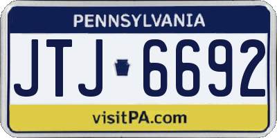 PA license plate JTJ6692