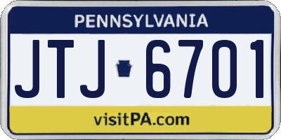 PA license plate JTJ6701