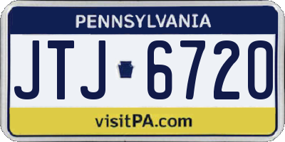 PA license plate JTJ6720