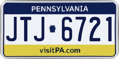 PA license plate JTJ6721