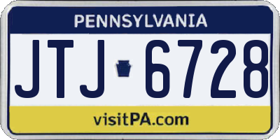 PA license plate JTJ6728
