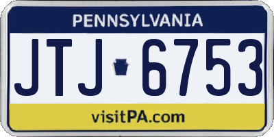 PA license plate JTJ6753