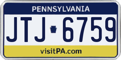 PA license plate JTJ6759