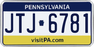 PA license plate JTJ6781