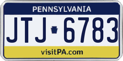 PA license plate JTJ6783