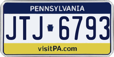 PA license plate JTJ6793