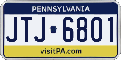 PA license plate JTJ6801
