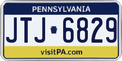 PA license plate JTJ6829