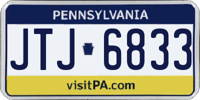 PA license plate JTJ6833