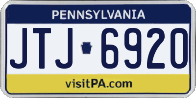 PA license plate JTJ6920