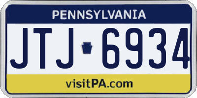 PA license plate JTJ6934