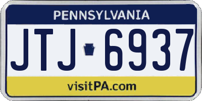 PA license plate JTJ6937