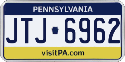 PA license plate JTJ6962