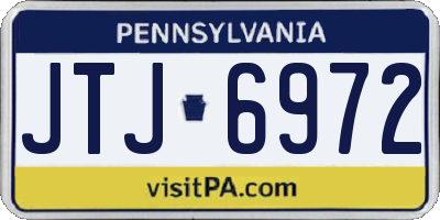 PA license plate JTJ6972
