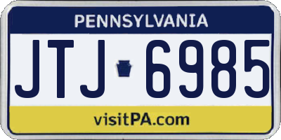 PA license plate JTJ6985