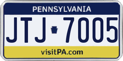 PA license plate JTJ7005