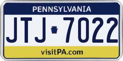 PA license plate JTJ7022