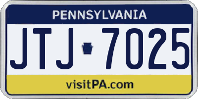 PA license plate JTJ7025