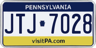 PA license plate JTJ7028