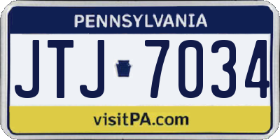 PA license plate JTJ7034