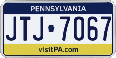 PA license plate JTJ7067