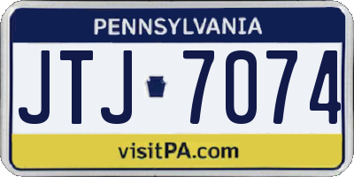 PA license plate JTJ7074