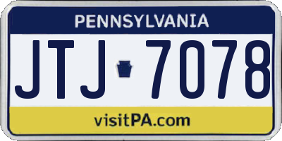 PA license plate JTJ7078
