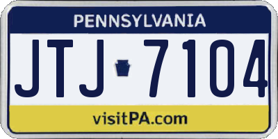 PA license plate JTJ7104