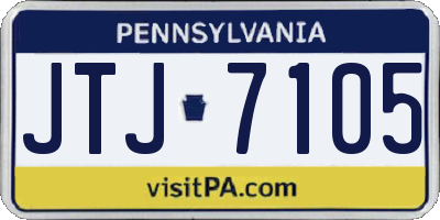 PA license plate JTJ7105