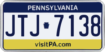 PA license plate JTJ7138