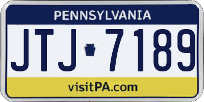 PA license plate JTJ7189