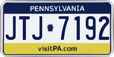 PA license plate JTJ7192