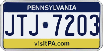 PA license plate JTJ7203