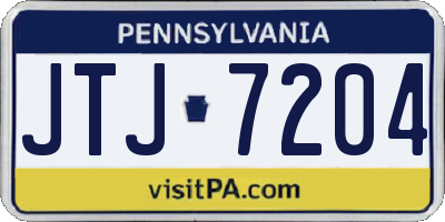 PA license plate JTJ7204