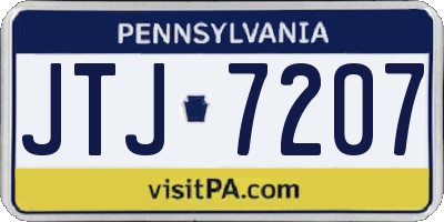 PA license plate JTJ7207