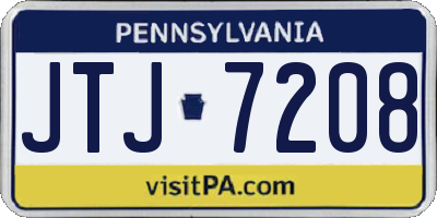 PA license plate JTJ7208