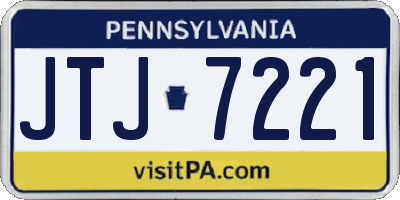 PA license plate JTJ7221