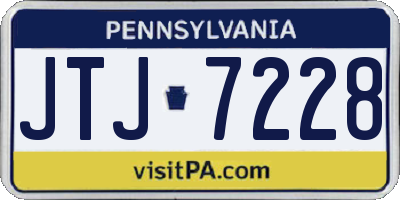 PA license plate JTJ7228