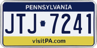 PA license plate JTJ7241